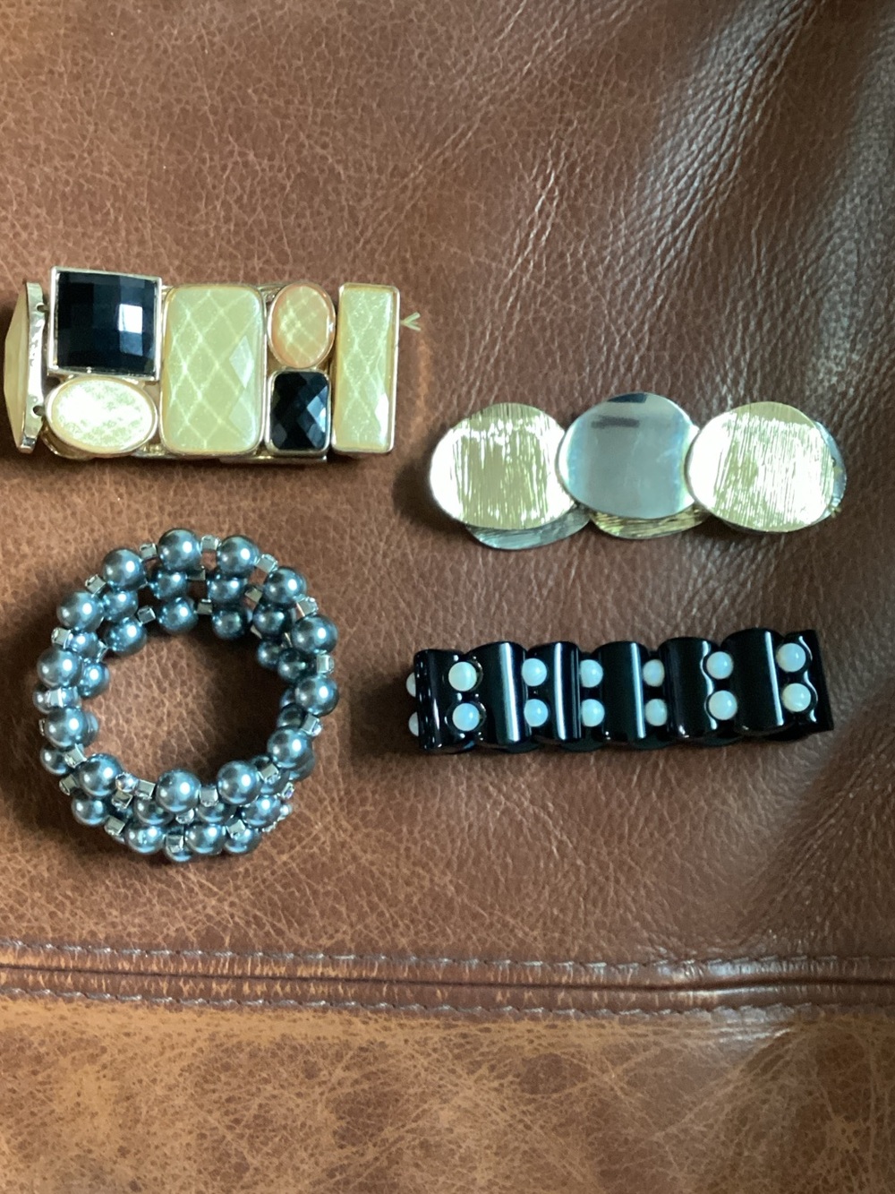 Vintage Multi-Style Bracelet Set in Gold, Black, Gray
